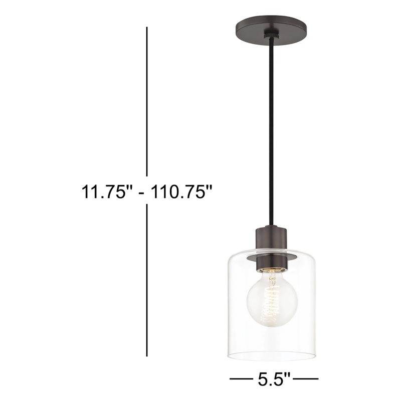 Luminaire suspendu cylindrique simple à 1 lumière Alvy, Bronze vieilli