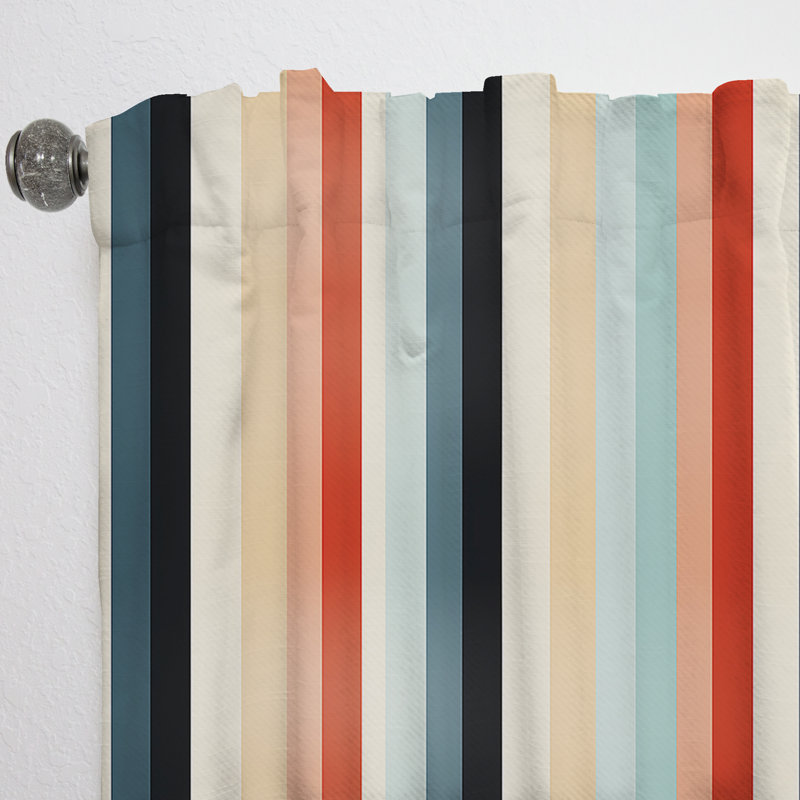 Colorful Nostalgia Striped Motif I - Rideau à rayures - Rideau à rayures obscurcissant - 1 panneaux, L 52 po x L 63 po