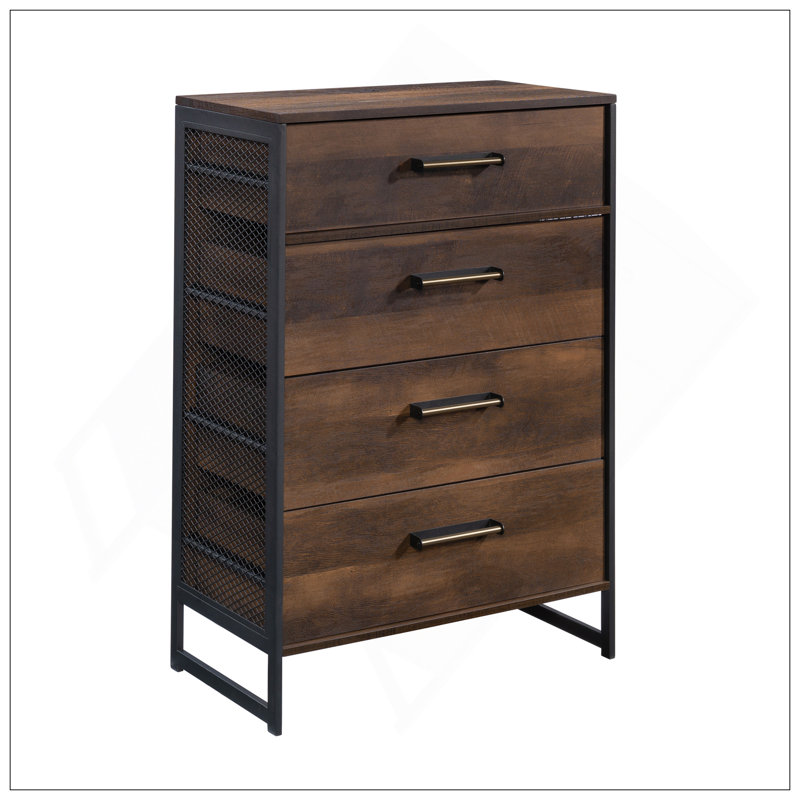 Commode 4 tiroirs, finition brune