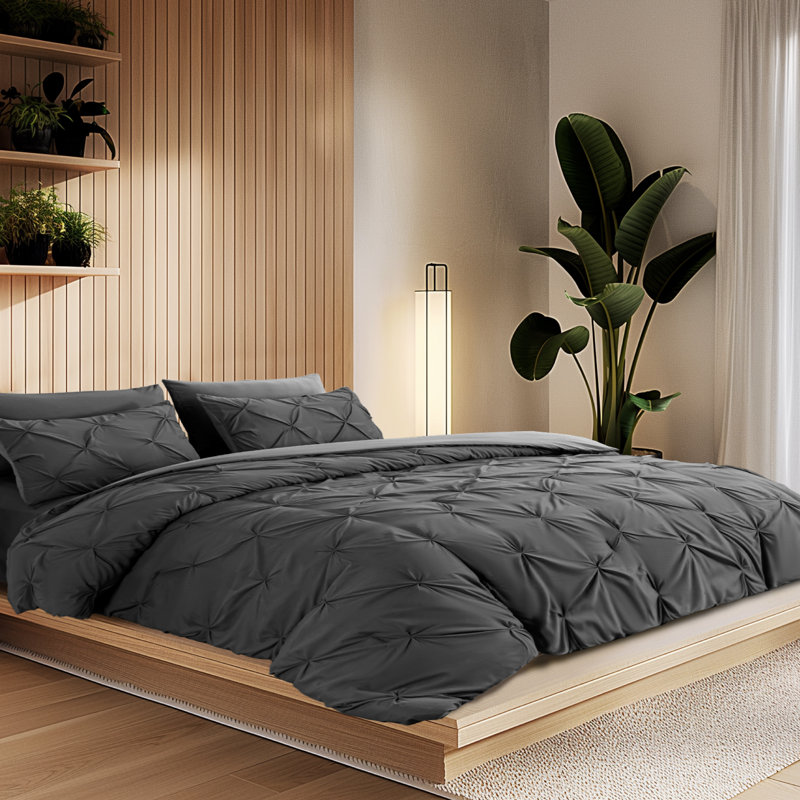 Literie , Housse de couette double + 2 taies d'oreiller stan, Bleu jaune rayé