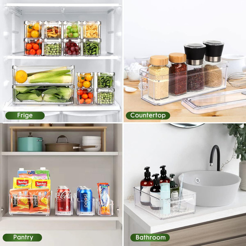 14-pack Clear Fridge Organizer Bins With Lids