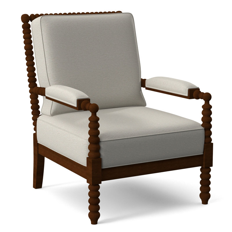 Fauteuil Jamilla Sabrina, Tissu blanc performance 0851-94, Finition café