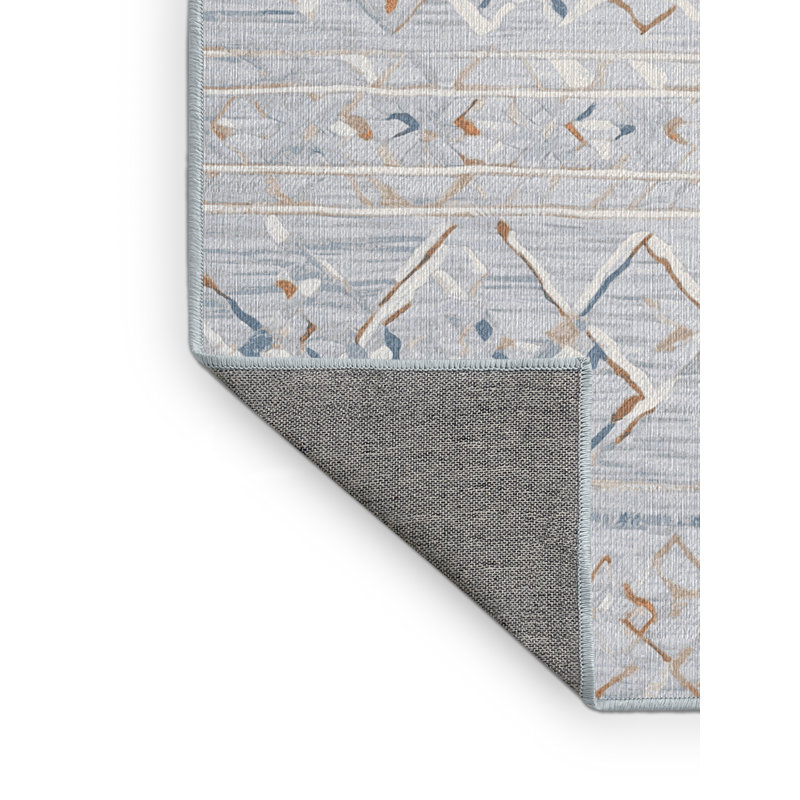 Machine Washable Blue Area Rug, Square 3'