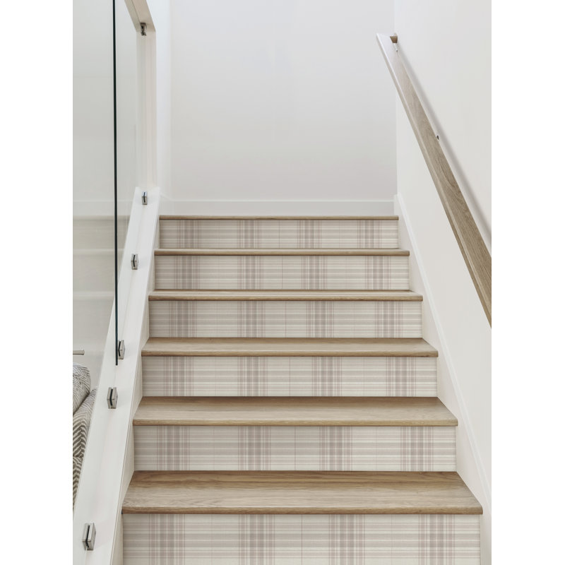 Élévateur d'escalier confortable en vinyle à carreaux pelez et collez, 7.5" H x 48" W, Blanc cassé