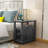 Algol Tray Top Black End Table with Storage and Fast Charging Station