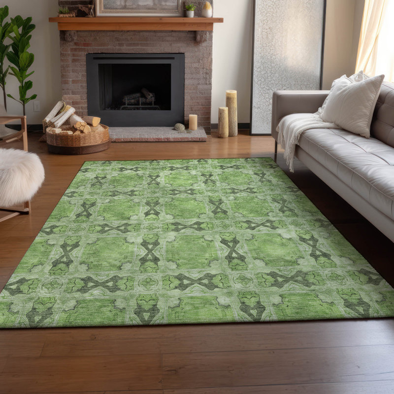 Tapis vert Cerrito AMF564 lavable à la machine de qualité supérieure, Rectangulaire 3 pi x 5 pi