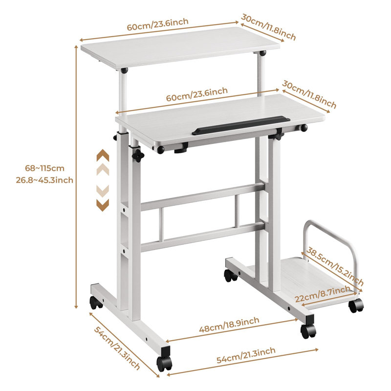 Kalb Adjustable Standing Desk, White