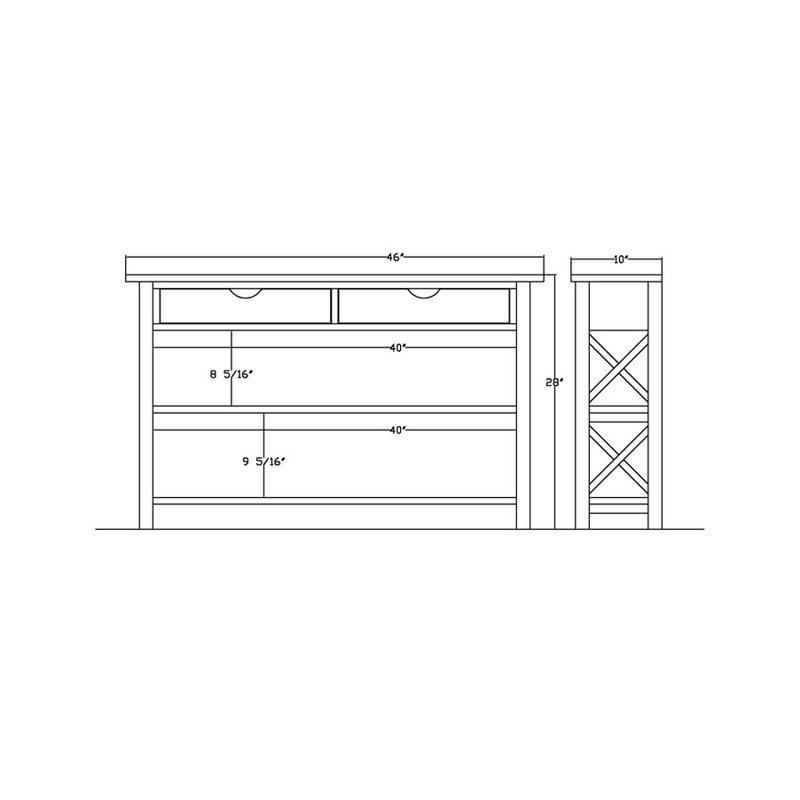 Hagen 46'' Console Table, White, Gray