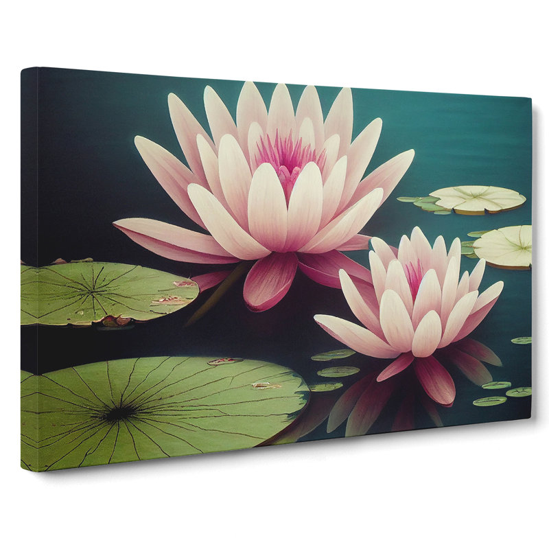 Excellent Water Lily Flowers - Wrapped Canvas, 50cm H x 76cm W x 3cm D