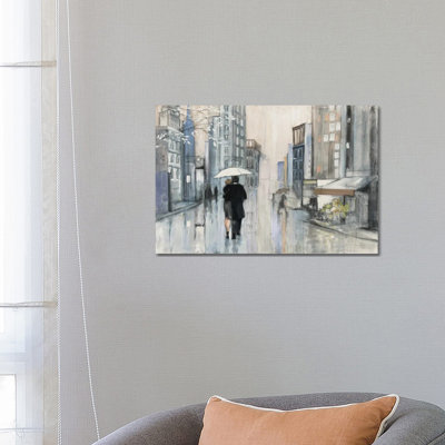 Spring Rain New York Neutral by Julia Purinton - Wrapped Canvas Painting