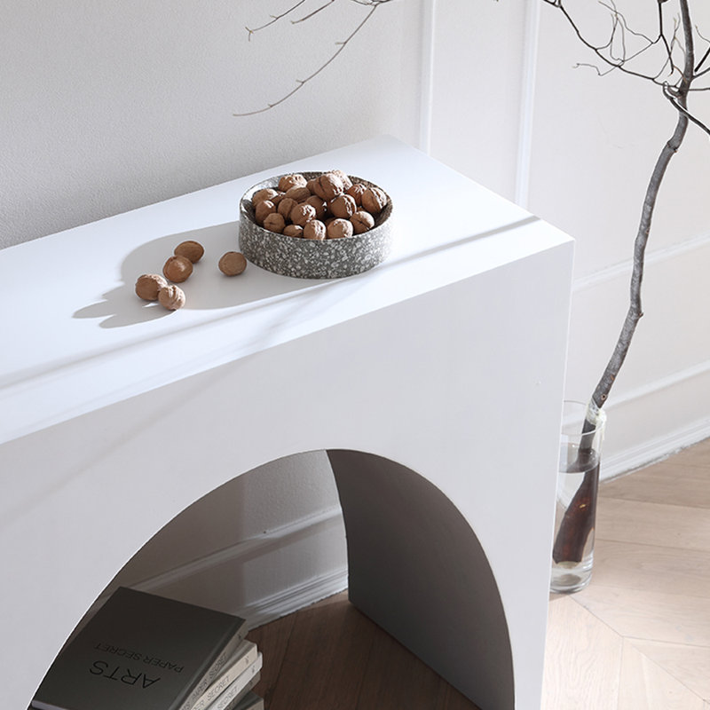 Console de hall d'entrée vintage français, H 33,5 po x l 39,4 po x P 11,8 po, Blanc
