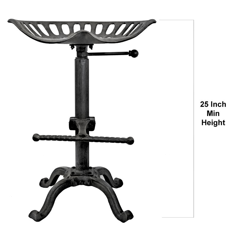 Sublette Swivel Adjustable Height Counter Stool with Metal Frame, Black