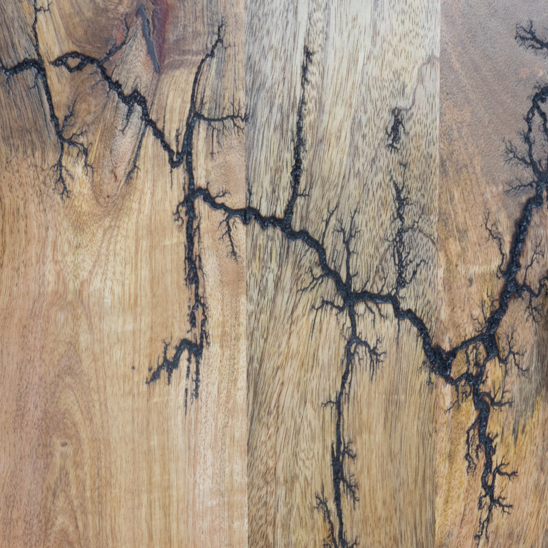 Mango Wood Storage Cabinet – 36" Fractal Burn Sideboard With Drawers