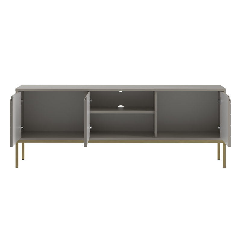 Ankrom Unfinished TV Stand for TVs up to 65", Gray/Gold