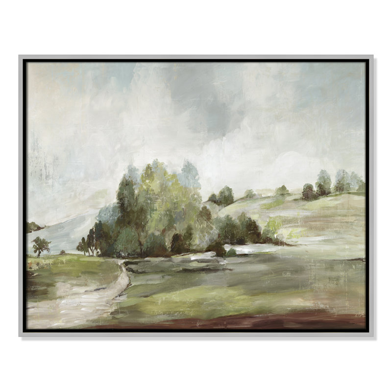 Concorde Green Country Road by Allison Pearce - Floater Frame Print on Canvas, 23.5" H x 29.5" W, Silver