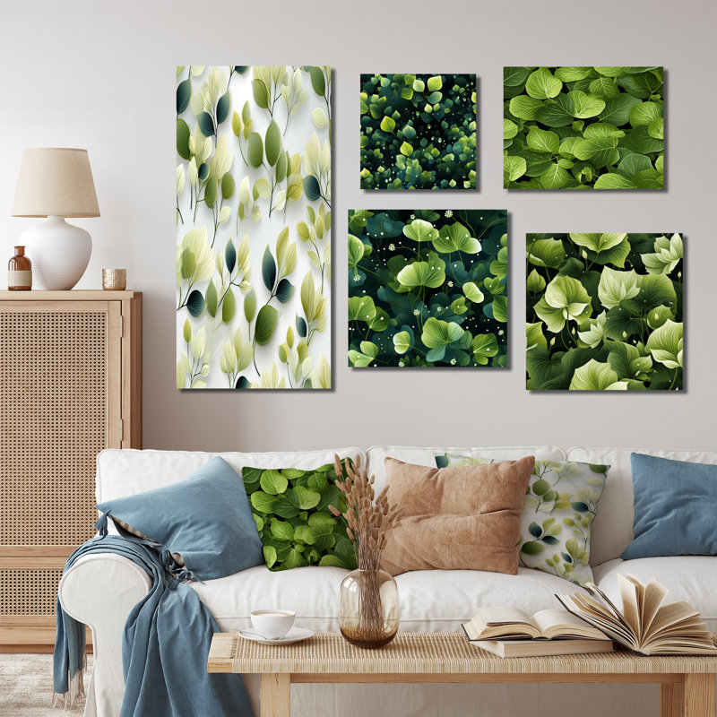 Meka - Ensemble de 5 impressions murales sur plantes, Toile tendue