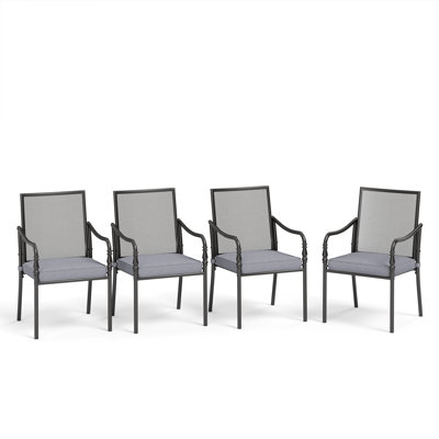 Metal Frame Outdoor Patio Dining Chairs With Cushions