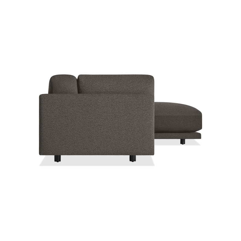 Sunday Chaise Sectional, Kelso Charcoal 100% Polyester, Right Hand Facing