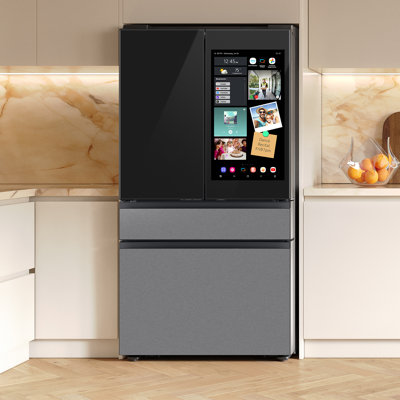 Samsung Bespoke 29 cu. ft. 4-Door French Door Refrigerator with AI Family Hub+ & AI Vision Inside in Charcoal Glass and Black/Charcoal -  RF90F29AECRAA