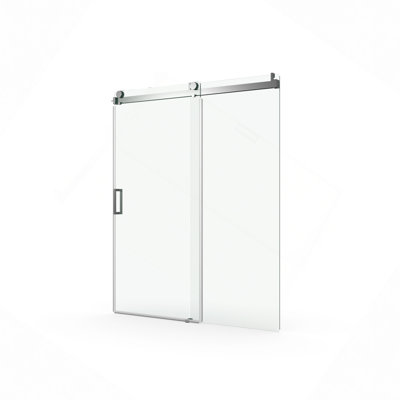 Frameless Soft-Closing Single Sliding Shower Door, 3/8" (10Mm) Tempered Glass With Easy-Cleaning Coating