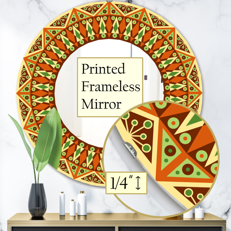 Beige brun et orange - miroir moderne, H 23,6 po x l 23,6 po