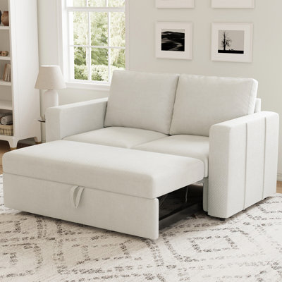 Rafael 2 Seats Fabric Sectional Pull Out Sofa Memory Foam Mudular Sofa For Living Room