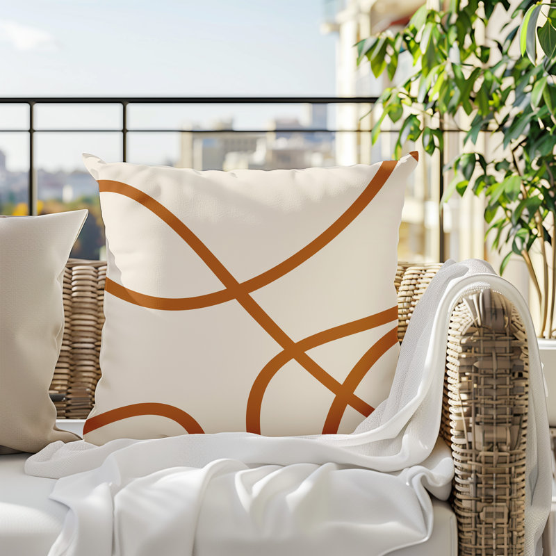 Vie Abstract Reversible Indoor/Outdoor Square Pillow, 19"H x 19"W, Burnt Orange