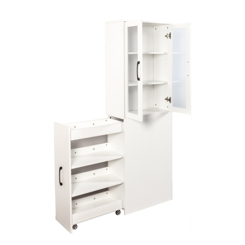 Armoire de rangement H 70,87 po, étagère de rangement coulissante multi-fonctions à 4 niveaux et 2 portes en verre, garde-manger moderne en bois pour le salon ou la cuisine et la salle à manger