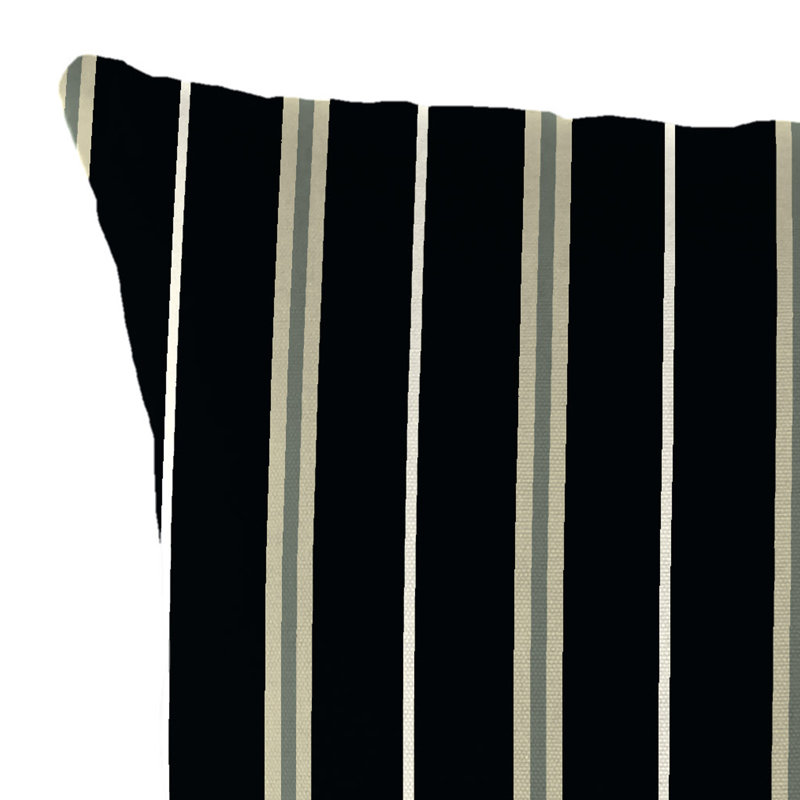 16" x 16" Outdoor Throw Pillow, Black/White/Green/Striped