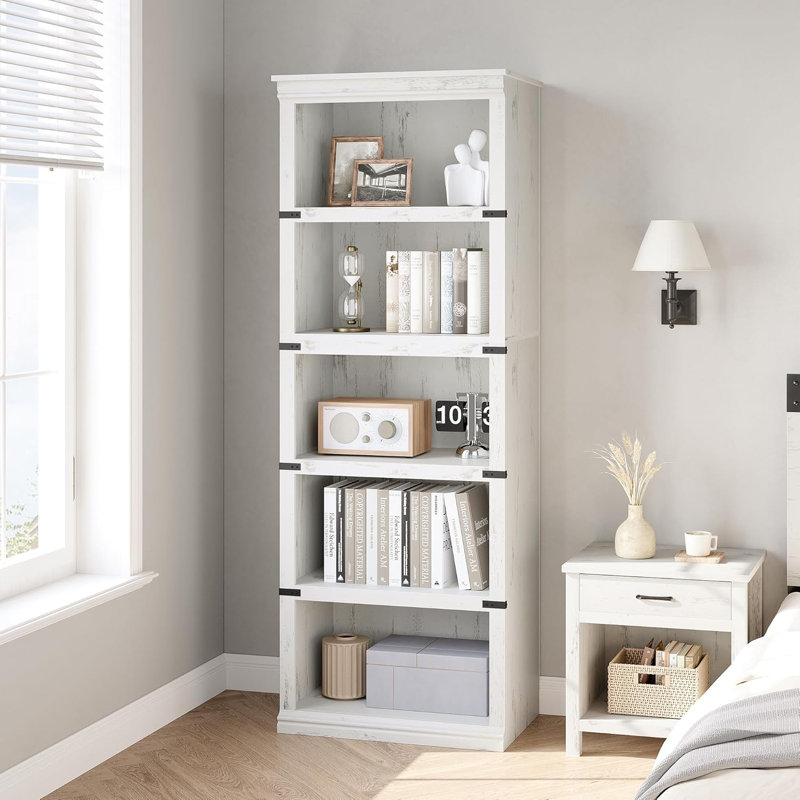 Bookcase, (5 Shelves) 171.2"H x 80"W x 32"D, White