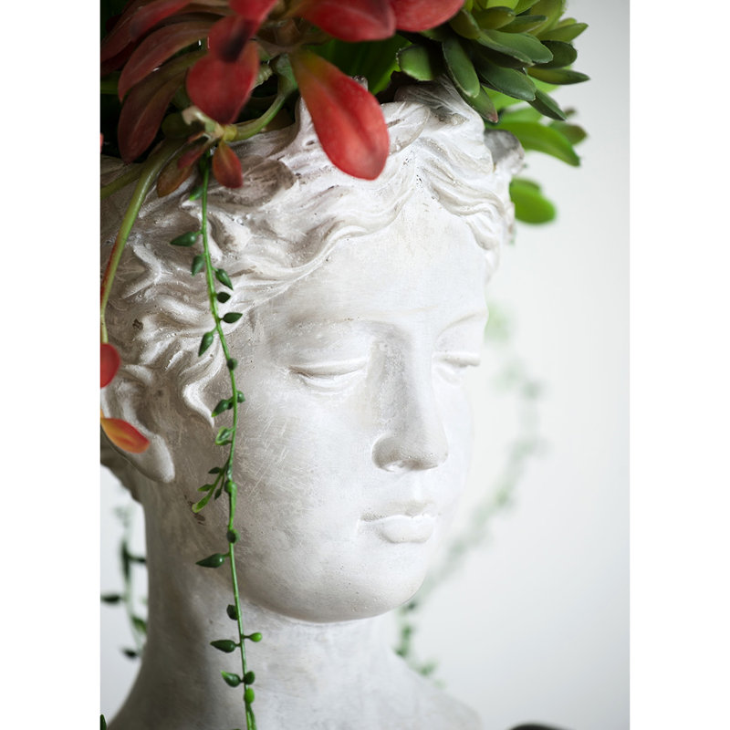 Cement Head Planter Indoor Decor - 8.3Lbs, 7.21In X 6.71In 10.54In, Gray Home 7.3X6.9X10.6 Inches, 8.8Lb, Industrial