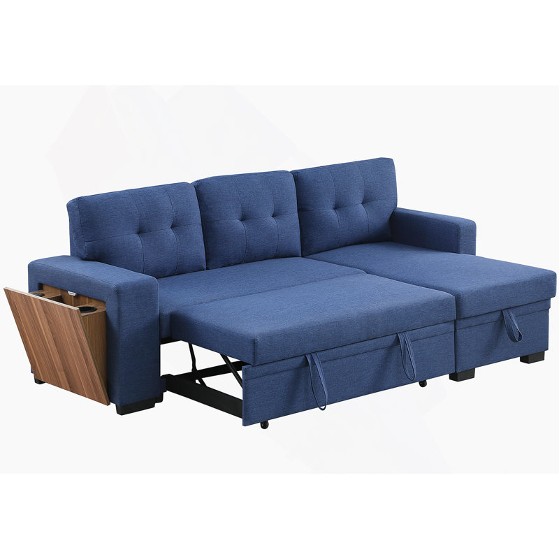 Canapé modulaire 3 pièces rembourré, Lin bleu
