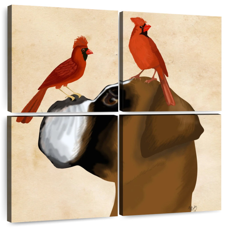 Brampt Boxer And Red Cardinals