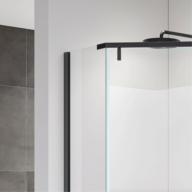 Porte de douche pivotante, porte en verre trempé pour la salle de bain, Noir mat