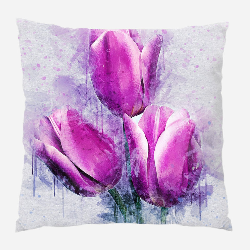 Coussin décoratif fleurs Scot, Microsuède, Intérieur