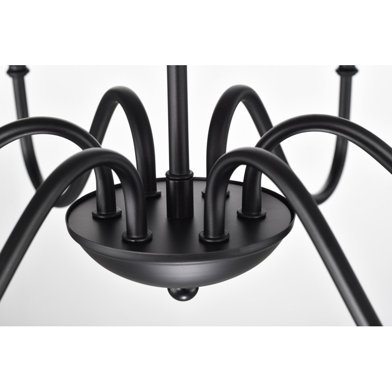 Lustre de style campagne moderne pour salle à manger noir 6 lumières