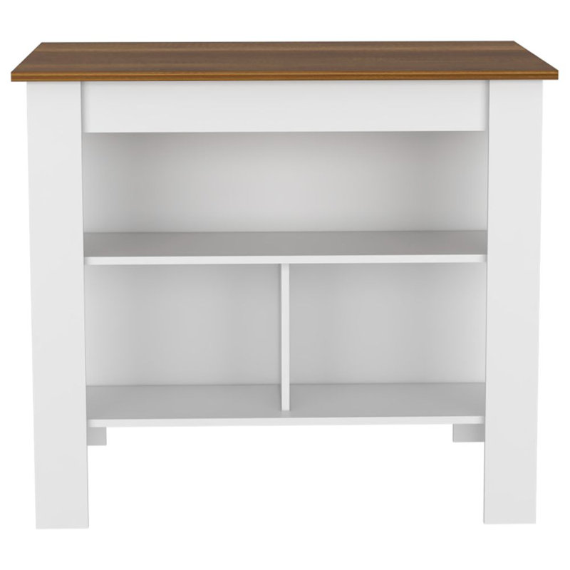 Arloa 2 Piece Kitchen Set, Kitchen Island + Kitchen Pantry, White/Walnut