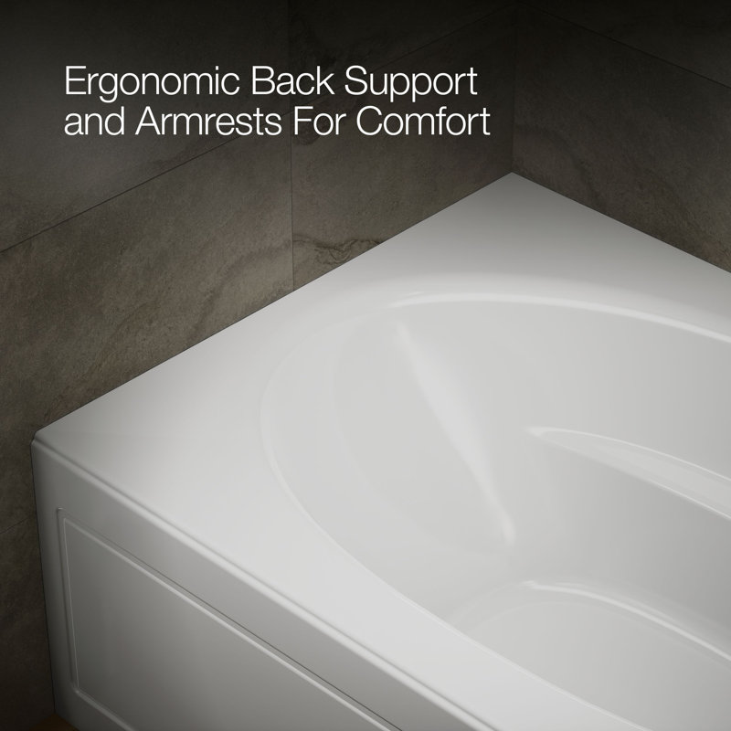 Windward® 60" x 42" Alcove/Tile In Soaking Acrylic Bathtub, Right, White