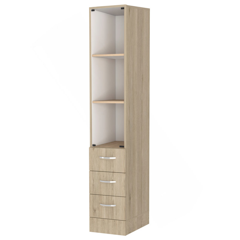 Preston Linen Cabinet, Three Shelves, Four Drawers, Multicolor