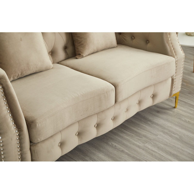 Canapé rembourré avec pieds en métal, Beige