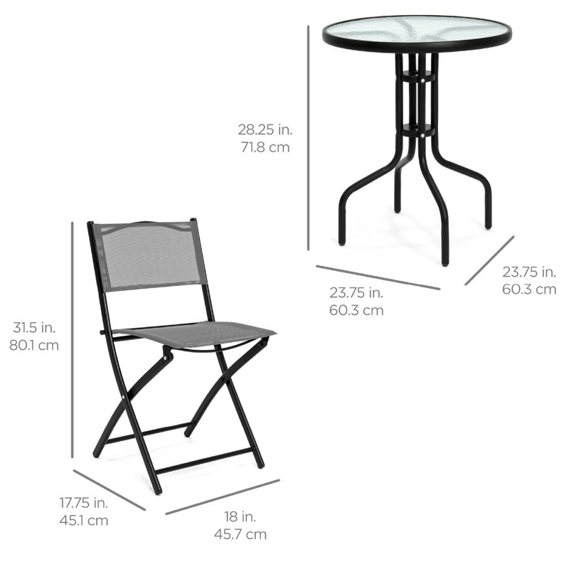 Aeronwy 2 - Person Patio Dining Set with Round Table, Gray