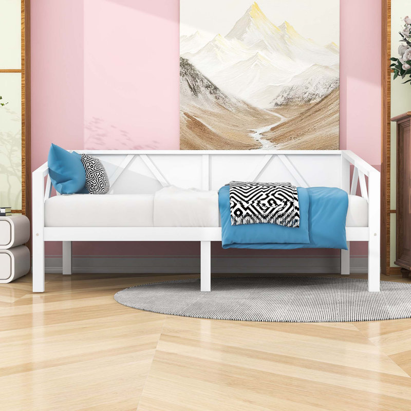 Erven Wooden Daybed with Slat Support, Twin, White
