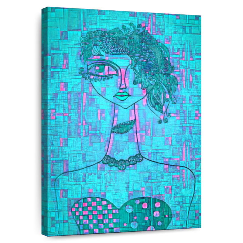 Dame cubiste à long cou, H 48 po x l 32 po