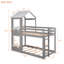 Lit superposé simple au-dessus d'un lit simple en bois avec toit-920227531