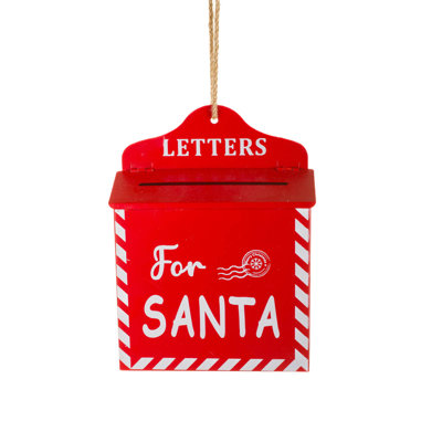 Hanging Red Metal North Pole Mailbox Ornament Pack of 2