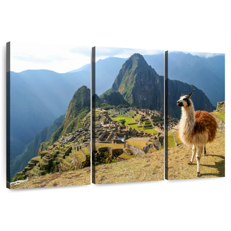 Lilie lama et le Machu Picchu, H 32 po x l 50 po