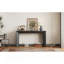 Console élégante, de conception de cheminée, simple et fonctionnelle avec plateau en placage de bois de haute qualité, polyvalente pour le couloir, le salon ou le vestibule-258730786