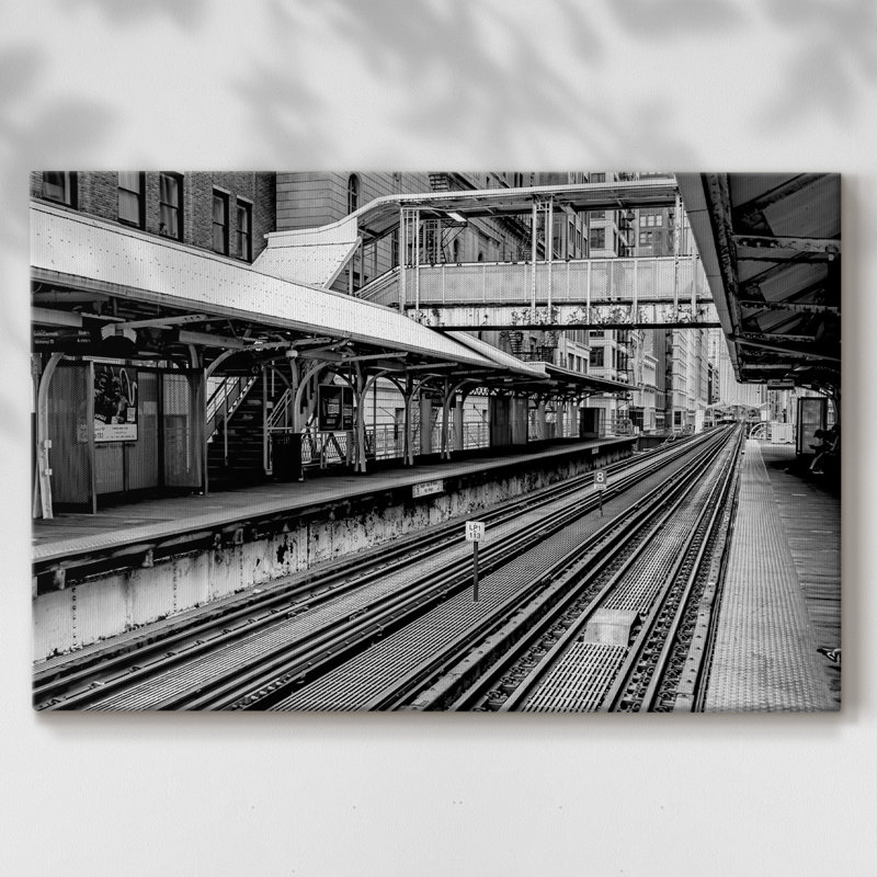 Impression rétro sur toile rétro «Chicago L», H 24 po x l 36 po x P 1,5 po