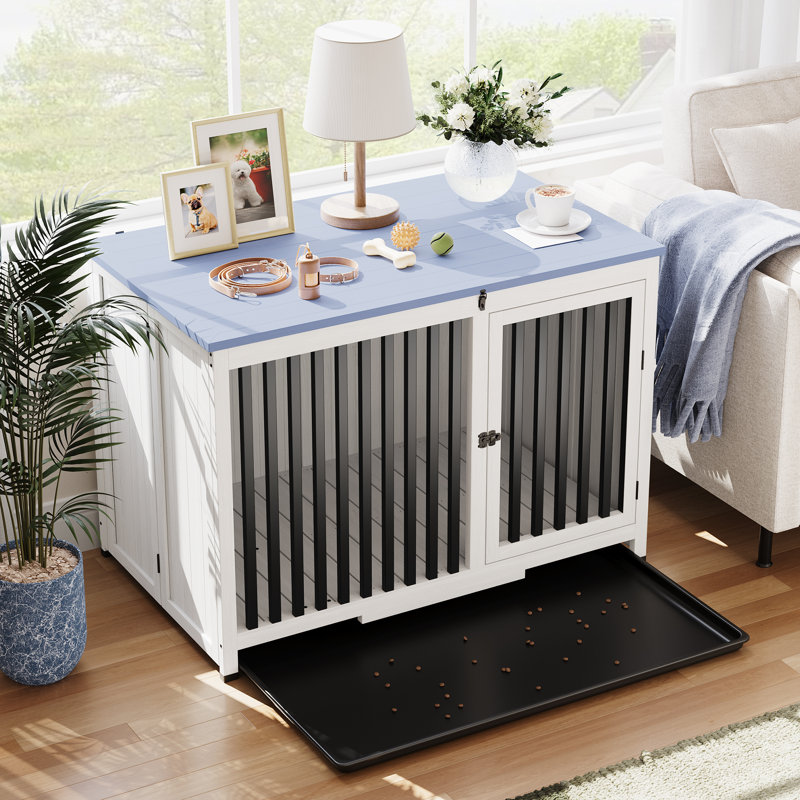 Meuble de 40 po pour caisse de chien portable - Table de bout en chenil pour chiens de grande / moyenne taille, aucune table de chevet pour maison et salon à double usage