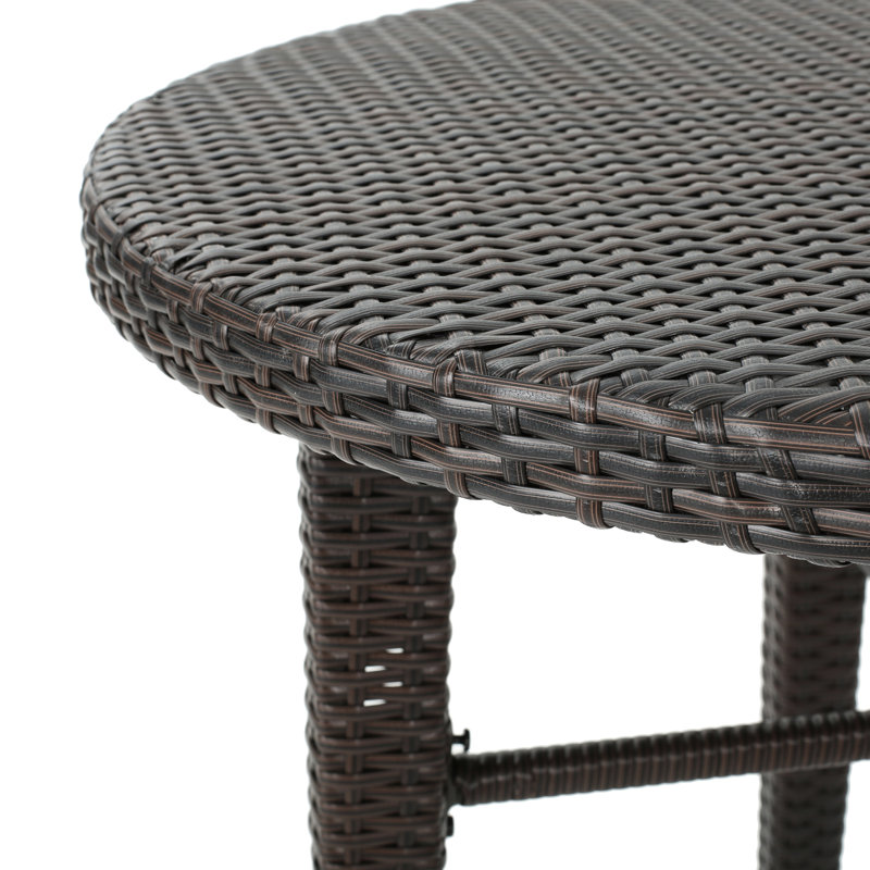 Table de bar ronde ronde, toutes saisons avec support en fer, H 41 po x l 32,5 po, table chic multicolore brune dans la teinte, cadre, P 34,21 po